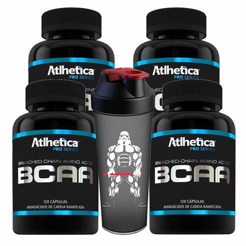 Kit 4x Bcaa Aminoacido Pro Series 480 Capsulas + Coqueteleira Atlhetica Nutrition