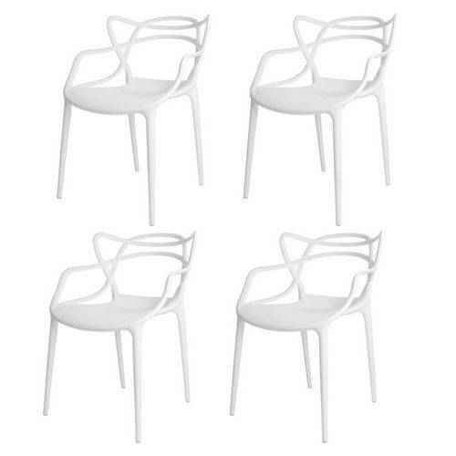 Kit 4x Cadeira Design Alegra Master Philippe Starck Branca Polipropileno Cozinhas Aviv Fratini
