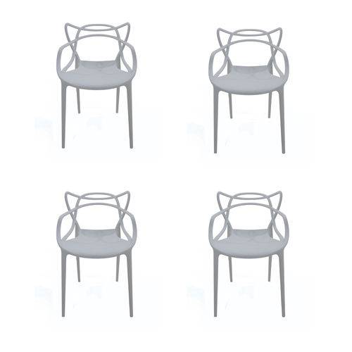 Kit 4x Cadeira Design Alegra Master Philippe Starck Cinza Claro Polipropileno Cozinhas Aviv Fratini