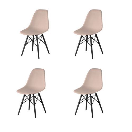 Kit 4x Cadeira Design Eames Eiffel Dar Ray Pes Madeira Salas Florida Fendi Assento Polipropileno Fratini