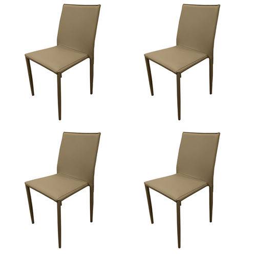 Kit 4x Cadeira Design Quadrada Fendi Fendi Estofado Tecido Couro Moderna Cozinhas Salas Zurique Fratini