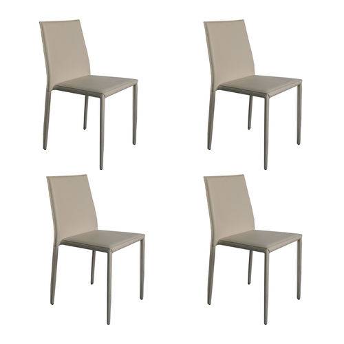 Kit 4x Cadeira Design Quadrada Preto Gelo Estofado Tecido Couro Moderna Cozinhas Salas Zurique Fratini