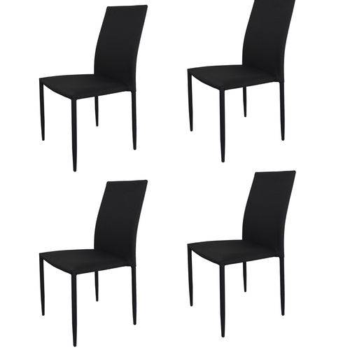 Kit 4x Cadeira Design Quadrada Preto Grafite Assento Tecido Moderna Cozinhas Salas Miami Fratini