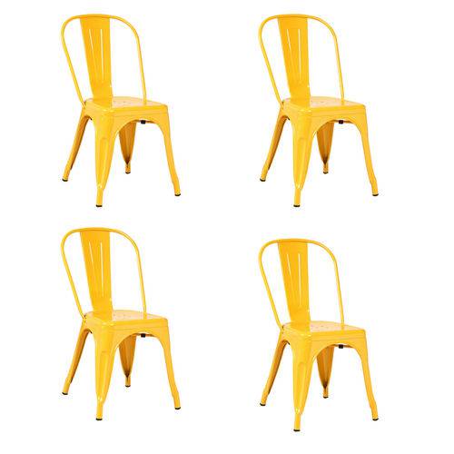 Kit 4x Cadeira Design Tolix Iron Francesinha Xavier Pauchard Amarelo Cozinhas Berlin Fratini