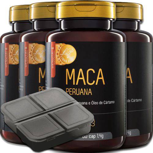 Kit 4x Maca Peruana 60 Cápsulas Upnutri + Porta Comprimidos