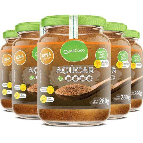 Kit 5 Açúcar de Coco Natural Qualicôco 280g