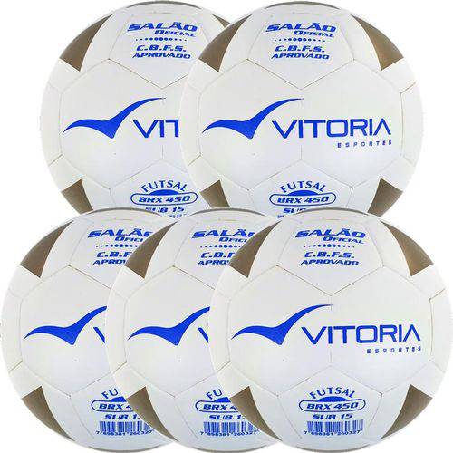 Kit 5 Bolas Futsal Vitoria Brx Max 450 Sub 15 (13/15 Anos)