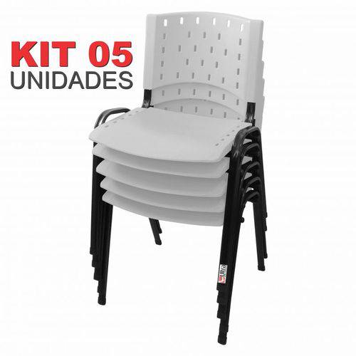 Kit 5 Cadeira de Plástico Empilhável BRANCA Iso Polipropileno - ULTRA Móveis