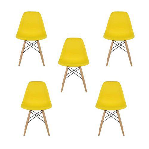 Kit 5 Cadeiras Charles Eames Eiffel Amarela