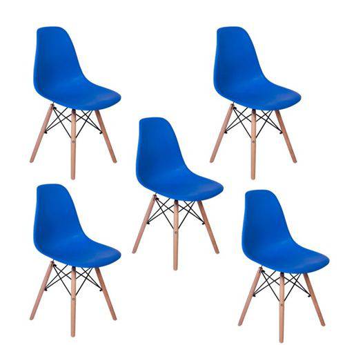 Kit 5 Cadeiras Charles Eames Eiffel Azul Bic