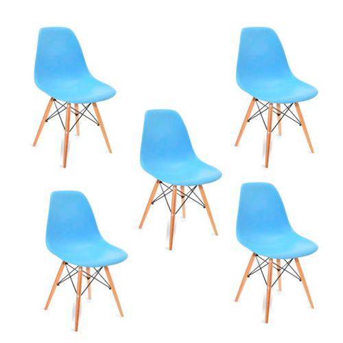 Kit 5 Cadeiras Charles Eames Eiffel Azul Claro