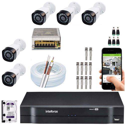 Kit 5 Cameras Multi Hd para Casa Dvr Intelbras Mhdx 1008
