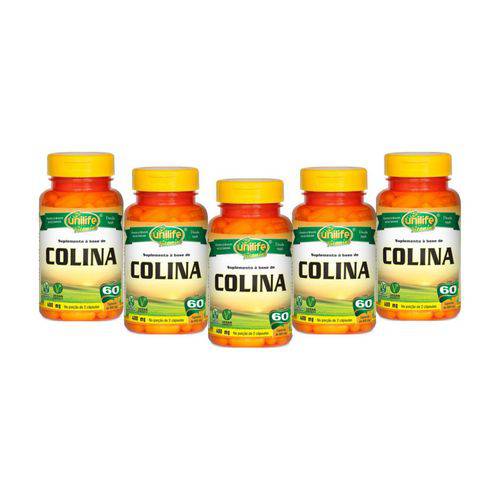 Kit 5 Colina Unilife Vitamina B8 60 Cápsulas