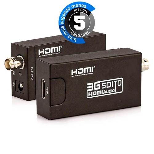 Kit 5 Conversor HDMI para SDI, BNC - GEF-SH, AY31