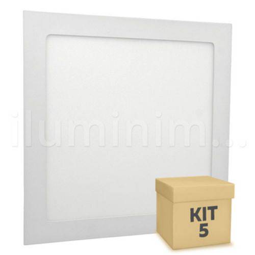 Kit 5 Luminária Painel Plafon Led Quadrado Embutir-25w-6500k