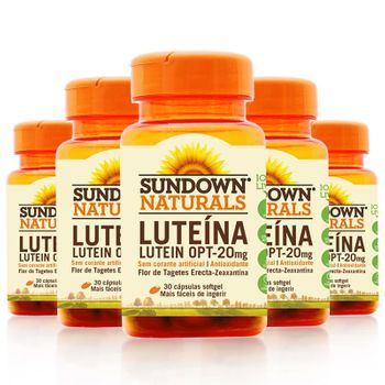 Kit 5 Lutein OPT 20mg Luteína Sundown 30 Cápsulas