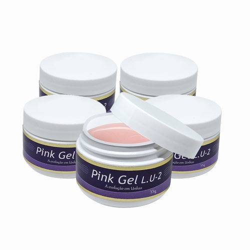 Kit 5 Pink Gel Lu2 Piubella Unhas de Fibra Nail 33g