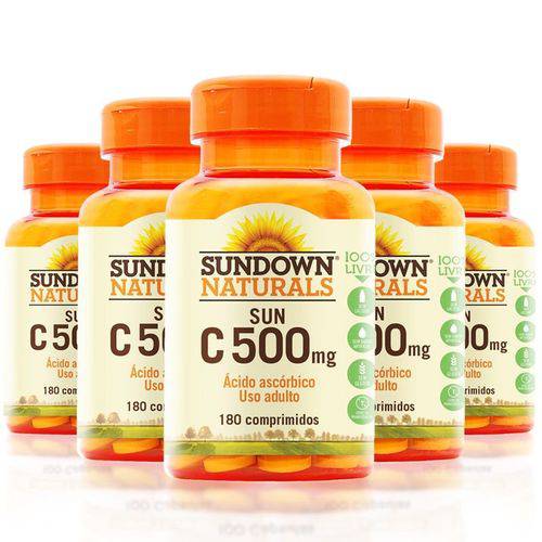 Kit 5 Vitamina C 500mg Sundown Naturals 180 Tablets