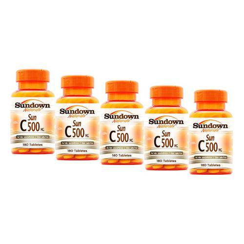 Kit 5 Vitamina C 500mg - Sundown Vitaminas - 180 Comprimidos
