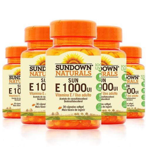 Kit 5 Vitamina e 1000 Ui Sundown 30 Cápsulas
