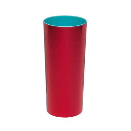 Kit 50 Copos Long Drink Metalizado Vermelho com Azul Tiffany