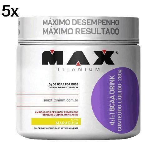 Kit 5X BCAA 4:1:1 - 280g Drink Maracujá - Max Titanium