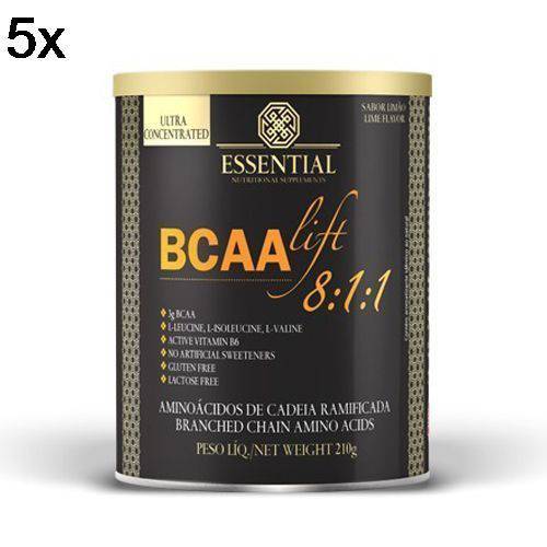 Kit 5X BCAALIFT 8:1:1 - 210g Limão - Essential Nutrition