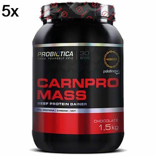 Kit 5X Carnpro Mass - 1500g Chocolate - Probiótica