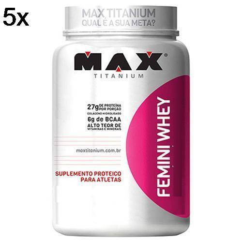 Kit 5X Femini Whey - 900g Chocolate - Max Titanium