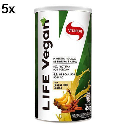 Kit 5X Life Vegan - 450g Banana com Canela - Vitafor