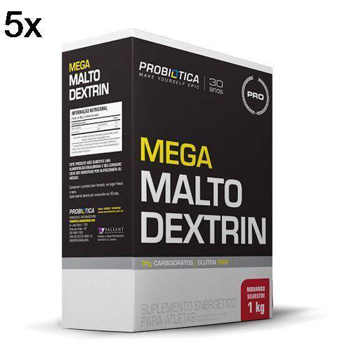 Kit 5X Mega Maltodextrin - 1 Kg Morango Silvestre - Probiótica