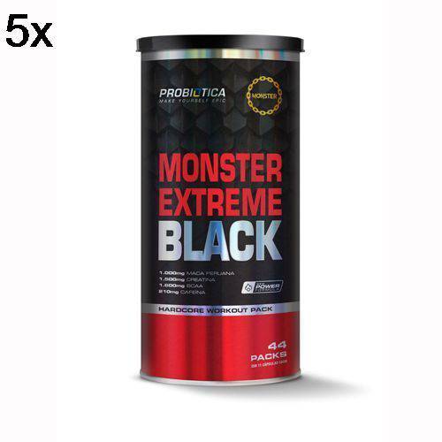 Kit 5X Monster Extreme Black New Power Formula - 44 Packs - Probiótica