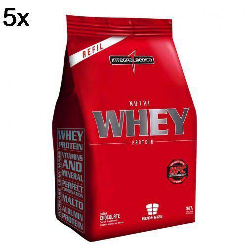 Kit 5X Nutri Whey Protein - 1800g Refil Chocolate - IntegralMédica