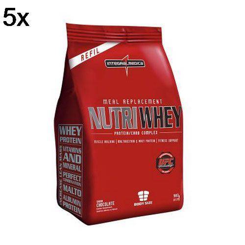 Kit 5X Nutri Whey Protein - 907g Refil Chocolate - IntegralMédica