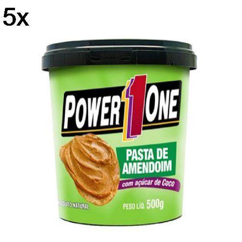 Kit 5X Pasta de Amendoim com Açúcar de Côco - 500g - Power One