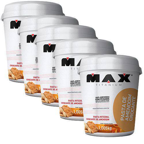 Kit 5x Pasta de Amendoim Crocante - 1005kg - Max Titanium