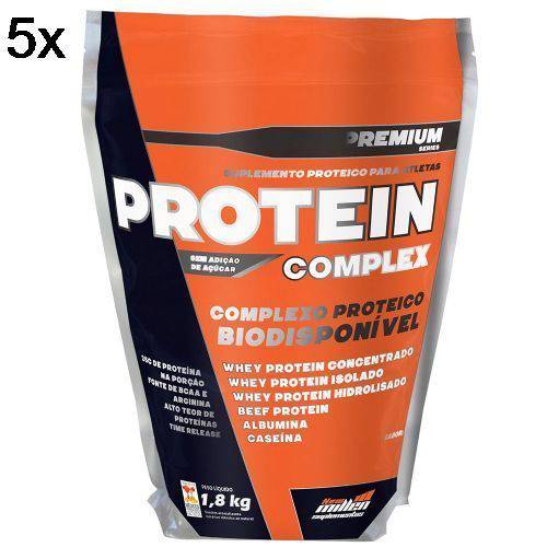 Kit 5X Protein Complex Premium - 1800g Refil Morango - New Millen
