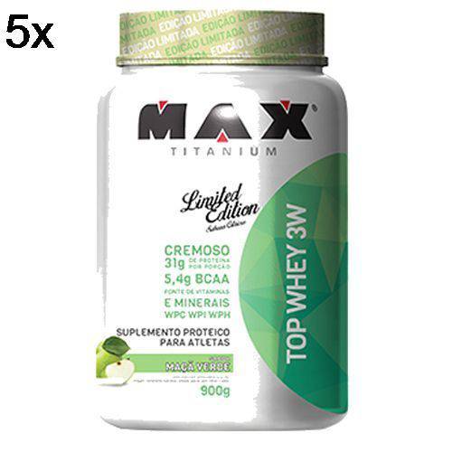 Kit 5X Top Whey 3W - 900g Maça Verde - Max Titanium