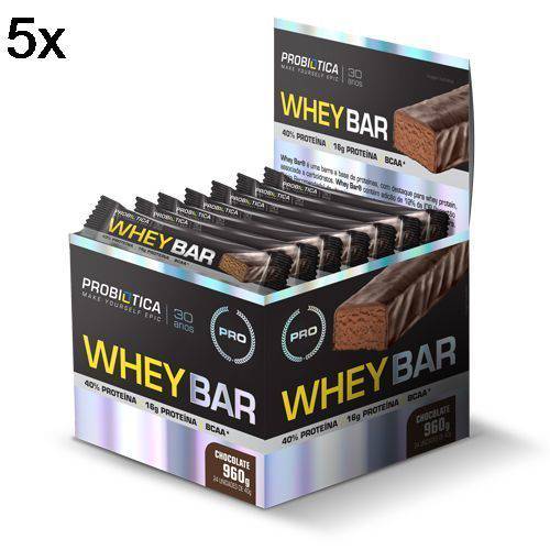 Kit 5X Whey Bar High Protein - 24 Unidades 40g Chocolate - Probiótica