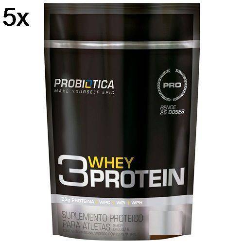 Kit 5X 3 Whey Protein - 825g Morango - Probiótica
