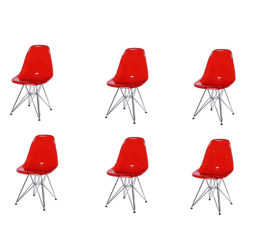 Kit 6 Cadeira Eames Eiffel Vermelha PC OR Design 1101