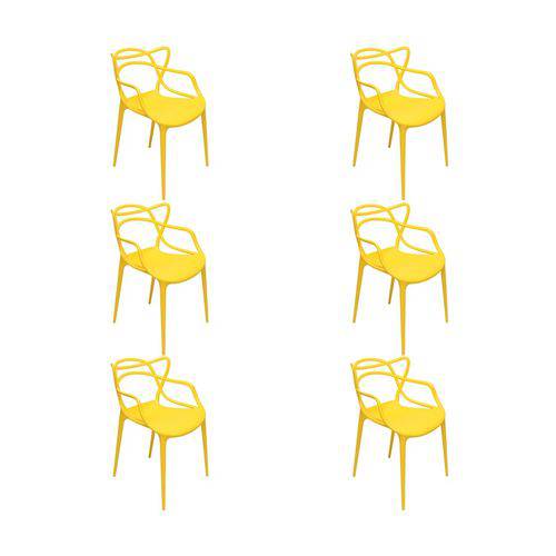 Kit 6 Cadeiras 100% Polipropileno Amarela