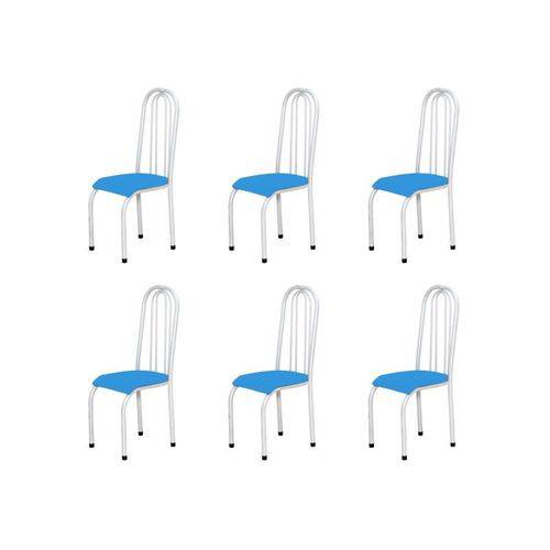 Kit 6 Cadeiras Altas 0.123 Anatômica Branco/azul - Marcheli