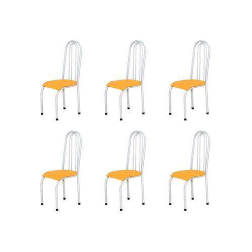 Kit 6 Cadeiras Altas 0.123 Anatômica Branco/laranja - Marcheli