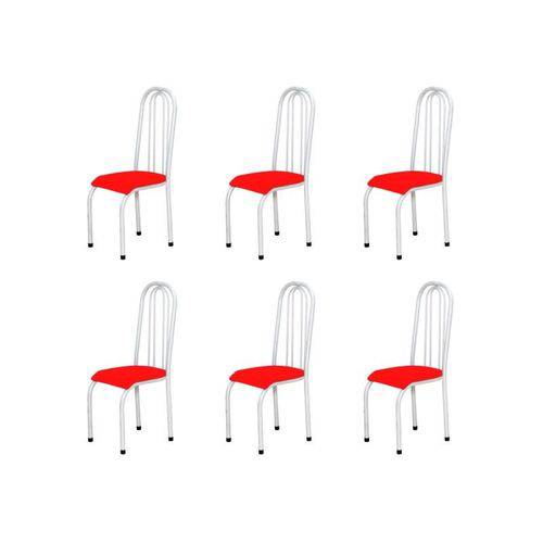 Kit 6 Cadeiras Altas 0.123 Anatômica Branco/vermelho - Marcheli