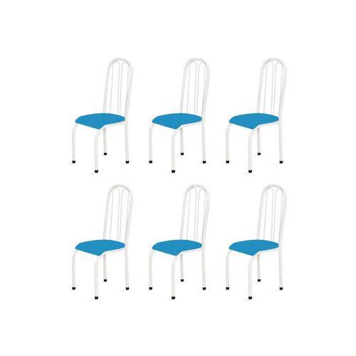 Kit 6 Cadeiras Altas 0.112 Anatômica Branco/azul - Marcheli