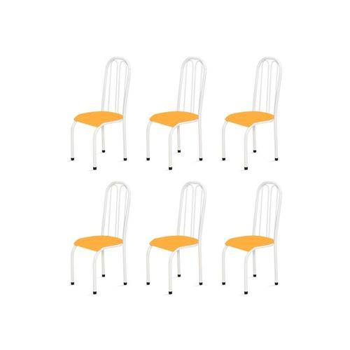 Kit 6 Cadeiras Altas 0.112 Anatômica Branco/laranja - Marcheli