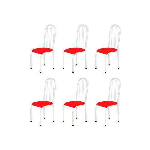 Kit 6 Cadeiras Altas 0.112 Anatômica Branco/vermelho - Marcheli