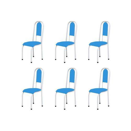 Kit 6 Cadeiras Anatômicas 0.122 Estofada Branco/azul - Marcheli