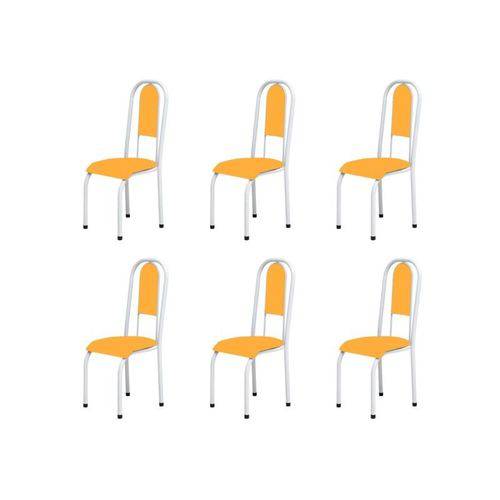 Kit 6 Cadeiras Anatômicas 0.122 Estofada Branco/laranja - Marcheli